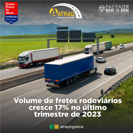 ATRAQ Logstica No quarto trimestre de 2023, o volume de fretes rodoviários no Brasil registrou um aumento de 17%, em comparação com o mesmo período de 2022, de acordo com dados coletados pela Frete.com, uma...