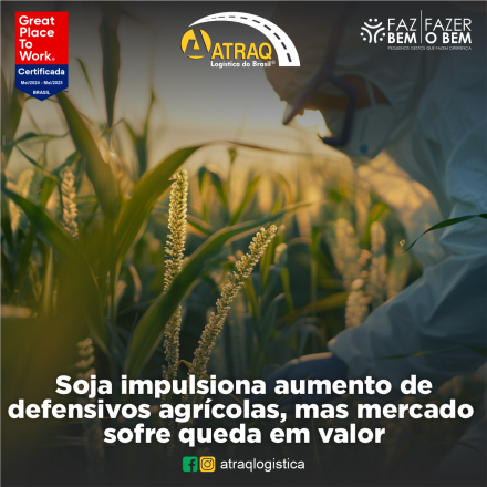 ATRAQ Logstica O uso de defensivos agrícolas no Brasil cresceu no primeiro semestre de 2024, com uma expansão de 9,3% nas áreas tratadas em comparação ao mesmo período do ano anterior. Esse aumento...