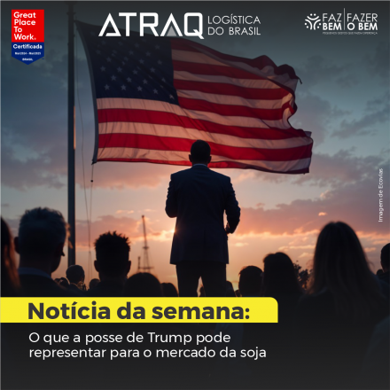 ATRAQ Logstica A posse de Donald Trump como presidente dos Estados Unidos está sendo acompanhada de expectativas de volatilidade no mercado de soja nos próximos dias. Especialistas afirmam que a pressão de venda no Brasil...