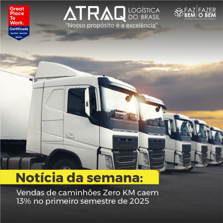ATRAQ Logstica As vendas de caminhões novos no Brasil encerraram o primeiro semestre de 2025 em queda. De acordo com a Fenabrave, foram emplacadas 8.374 unidades em junho, o que representa uma retração de 5,8% em...