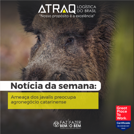 ATRAQ Log�stica A crescente popula&ccedil;&atilde;o de javalis em Santa Catarina tem causado preju&iacute;zos ao agroneg&oacute;cio e aumentado os riscos &agrave; sa&uacute;de animal, ao meio ambiente e &agrave; seguran&ccedil;a no campo....