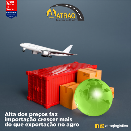 ATRAQ Logstica De janeiro a maio, as importações do Brasil voltadas para a agropecuária somaram 30% das receitas obtidas com as exportações. No mesmo período do ano passado, o percentual era de 24%....